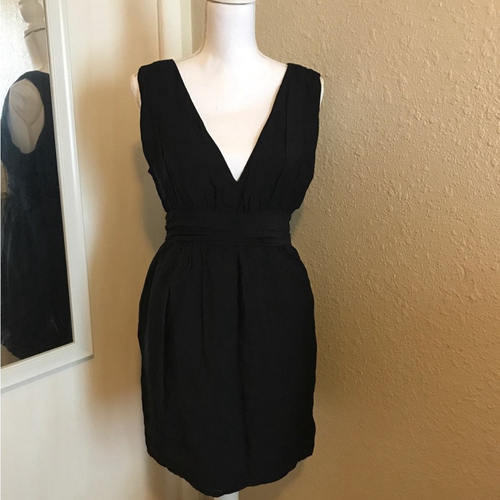 Paraella Little Black Deep V Neck Dress